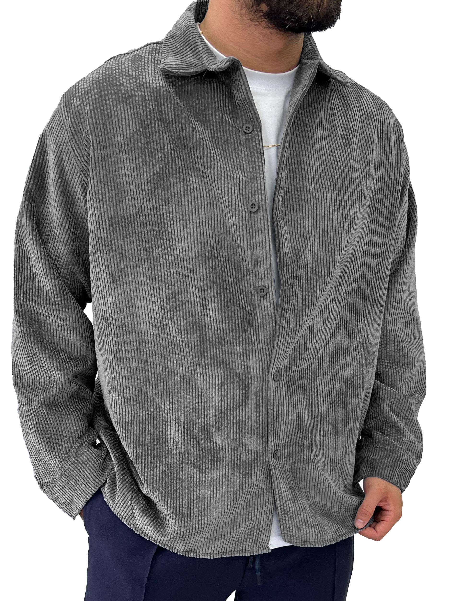 Men's Fashion Vintage Corduroy Fabric Long Sleeve Shirt
