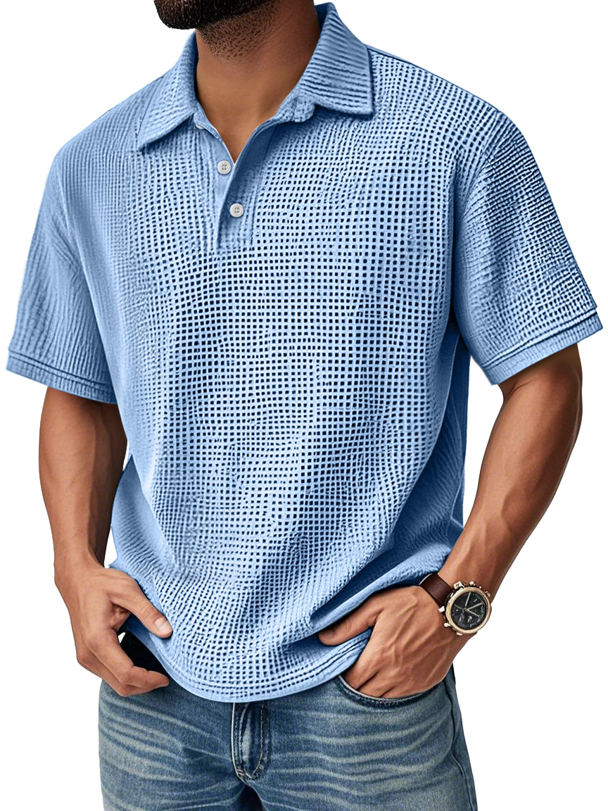 Men's Daily Casual Waffle Comfort Short Sleeve POLO Shirt