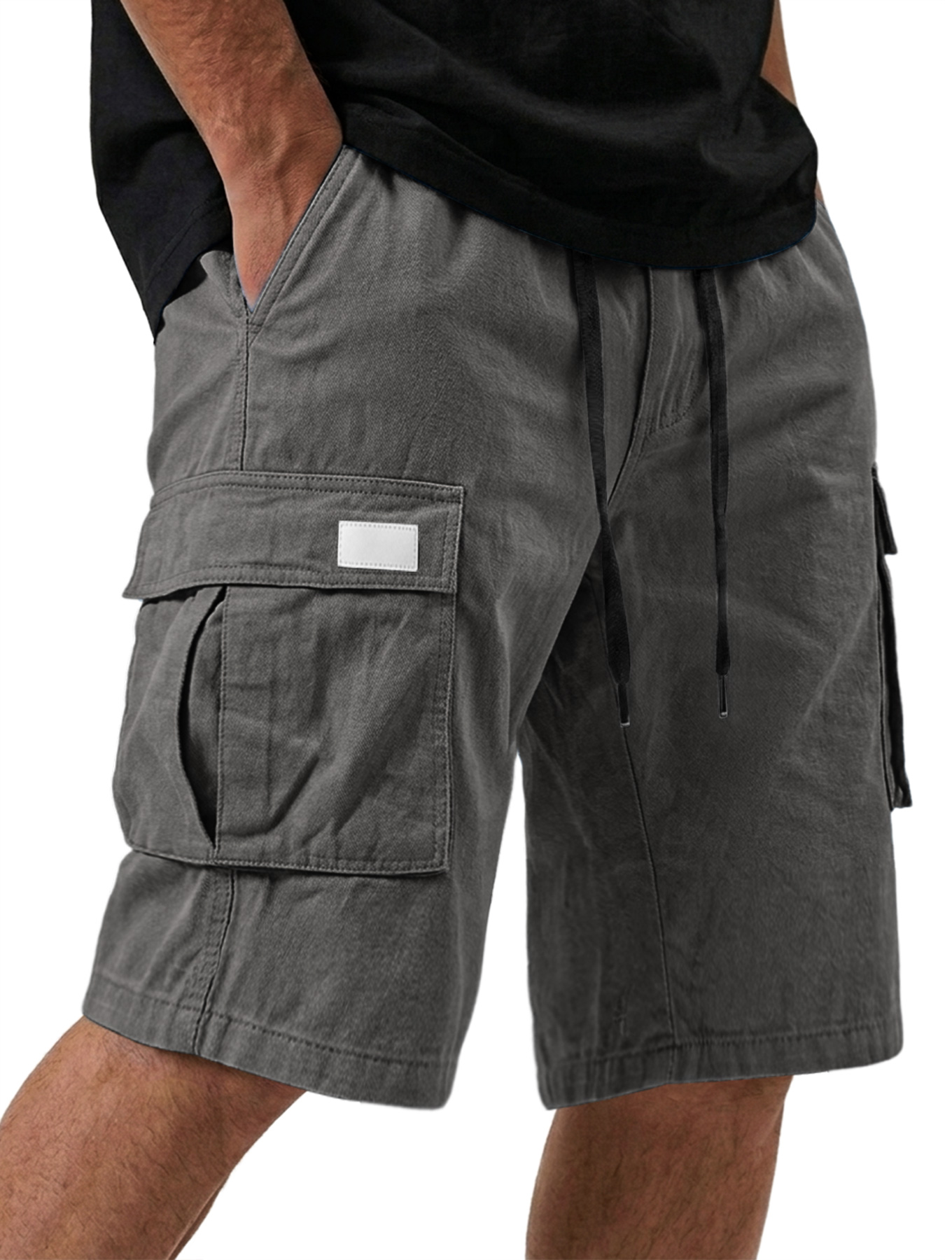 Men's Pure Cotton Multi-pocket Embroidered Leather Label Casual Work Shorts