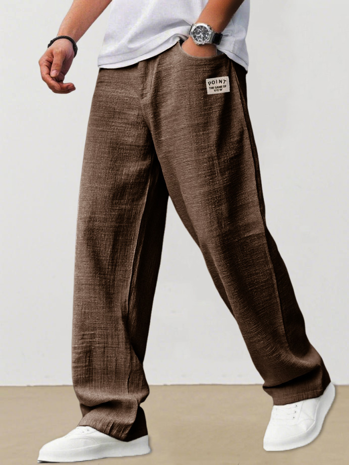 Men's Fashion Casual Daily Hemp Fabric Elastic Waist Trousers