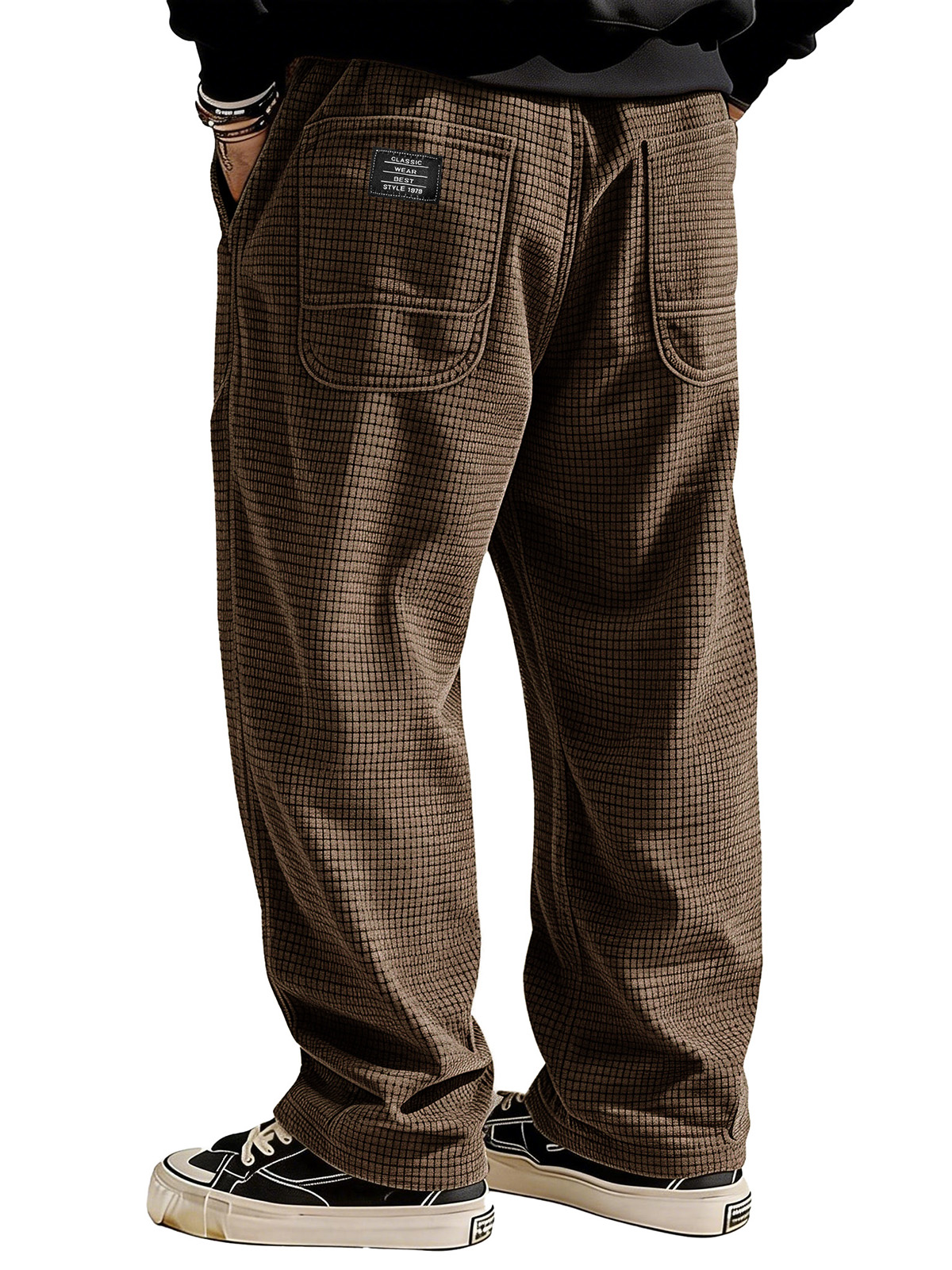 Stylish Casual Loose Waffle Fabric Pocket Tether Pants