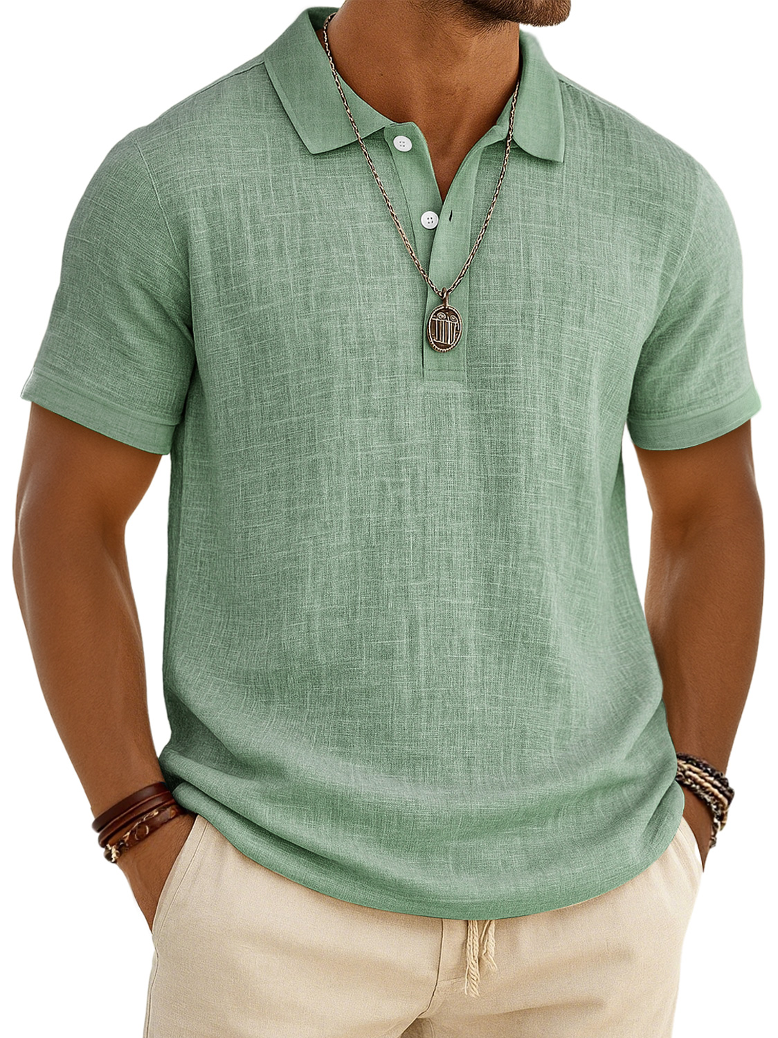 Men's Retro Lapel Button Casual Short Sleeve Plo Shirt