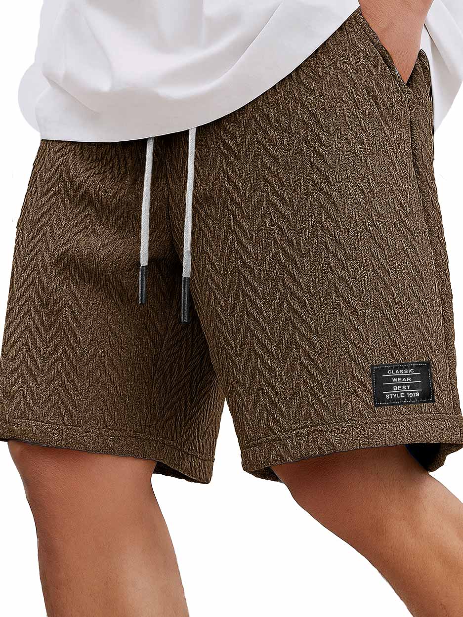 Men's Fashion Casual Daily Textured Fabric Embroidered Logo Pocket Shorts