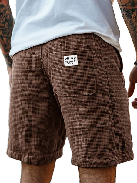 Men's Fashion Casual Waffle Fabric Logo Embroidered Shorts 