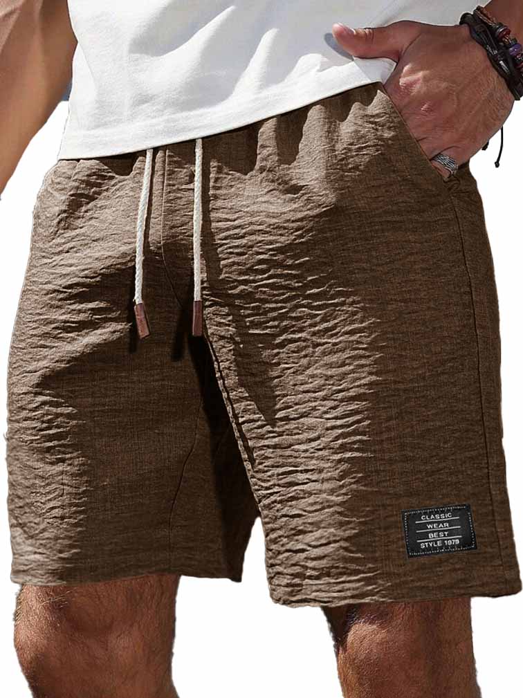 Men's Fashion Casual Daily Texture Fabric Embroidered Logo Pocket Shorts