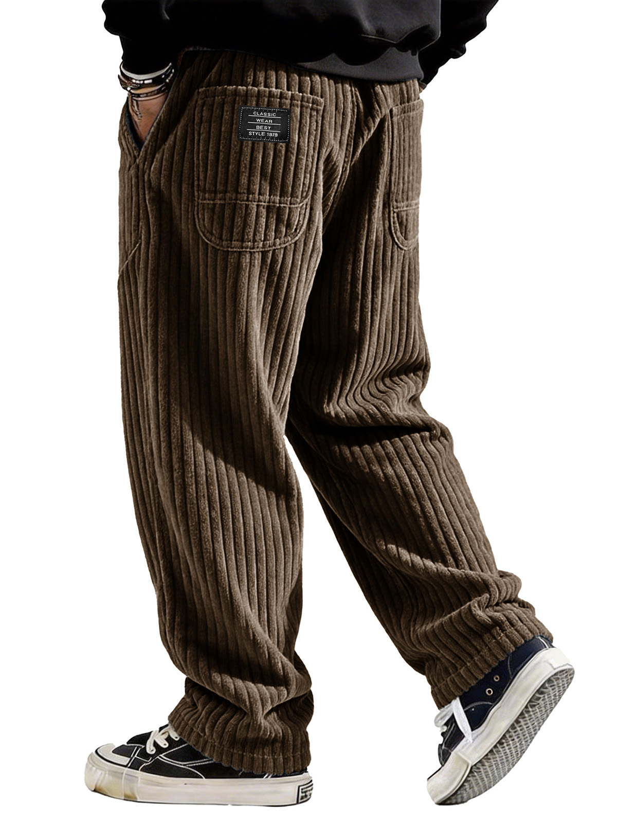 Stylish Casual Loose Corduroy Fabric Pocket Tether Pants