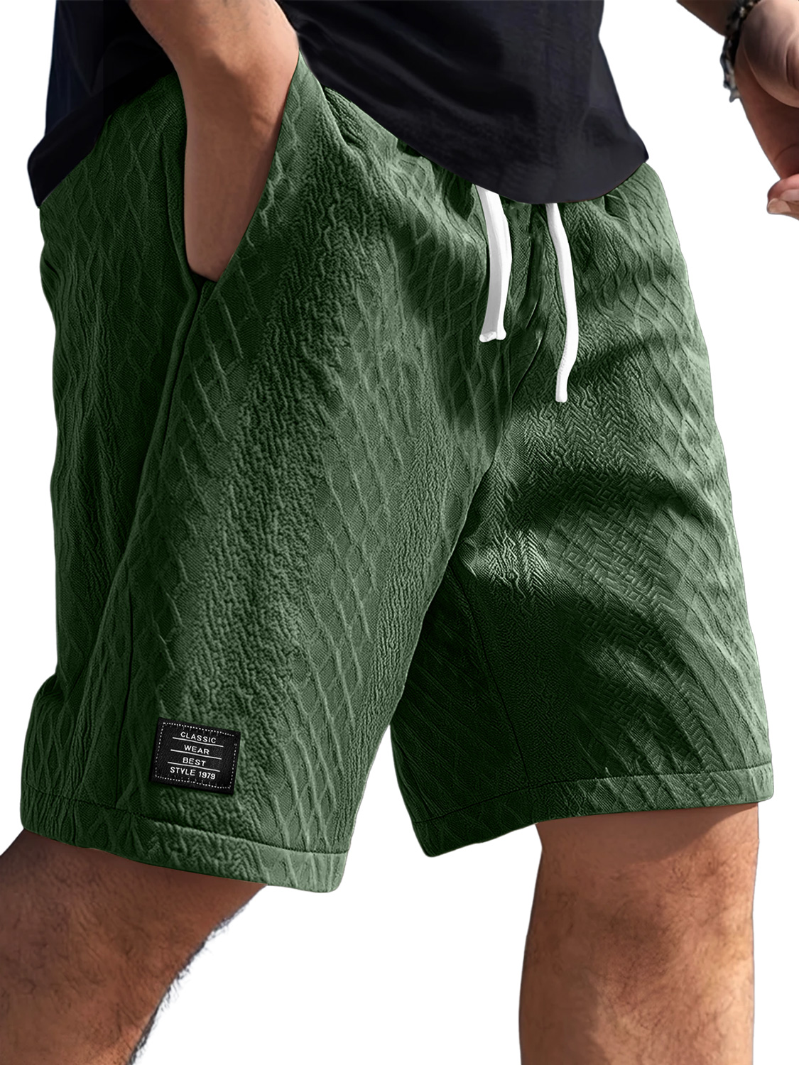 Men's Daily Jacquard Texture Logo Casual Solid Color Shorts