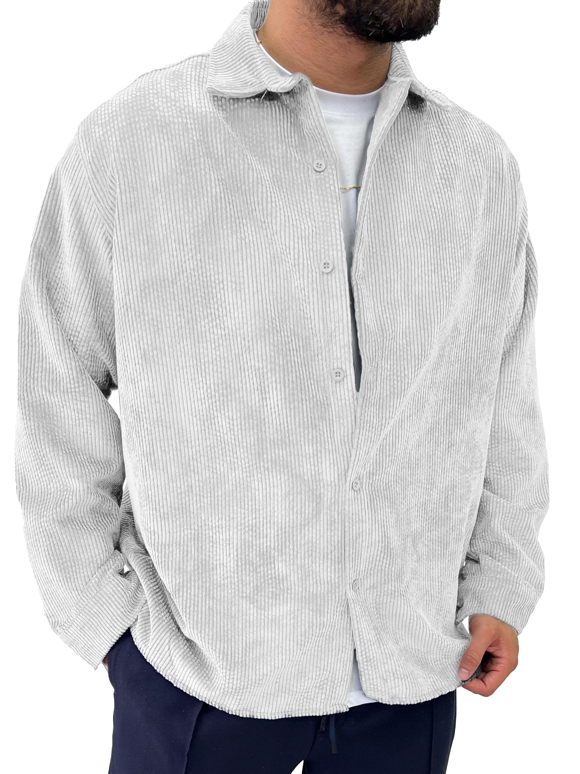 Men's Fashion Vintage Corduroy Fabric Long Sleeve Shirt