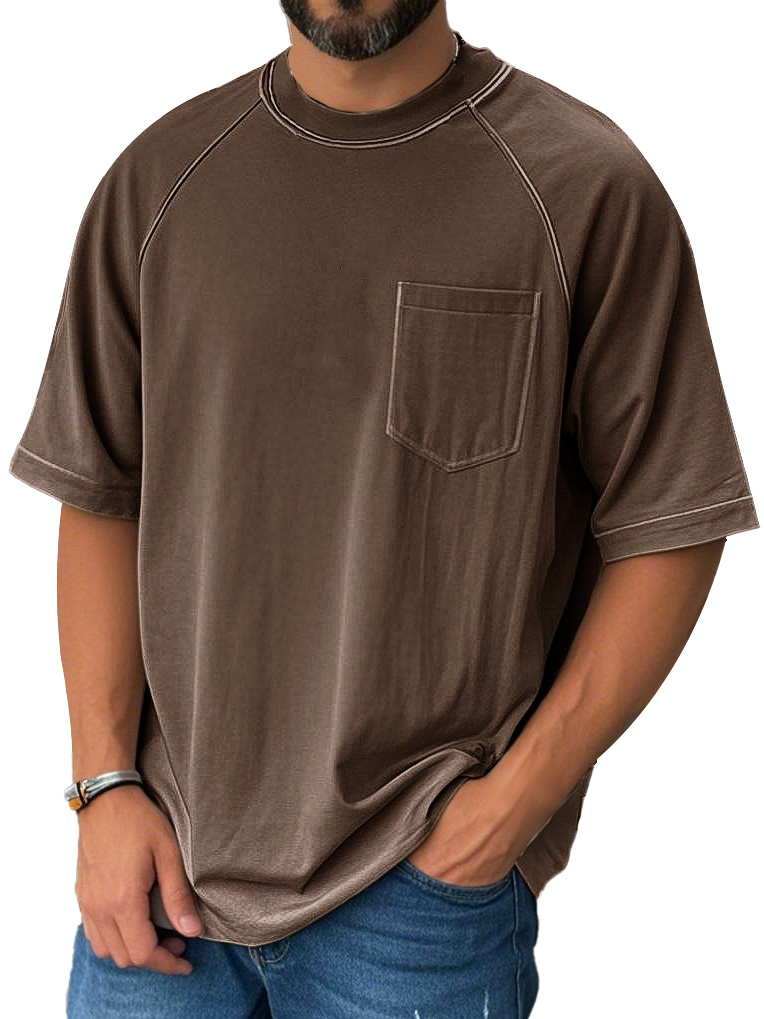 Men's Fashion Casual Raglan Pocket Short Sleeve T-Shirt