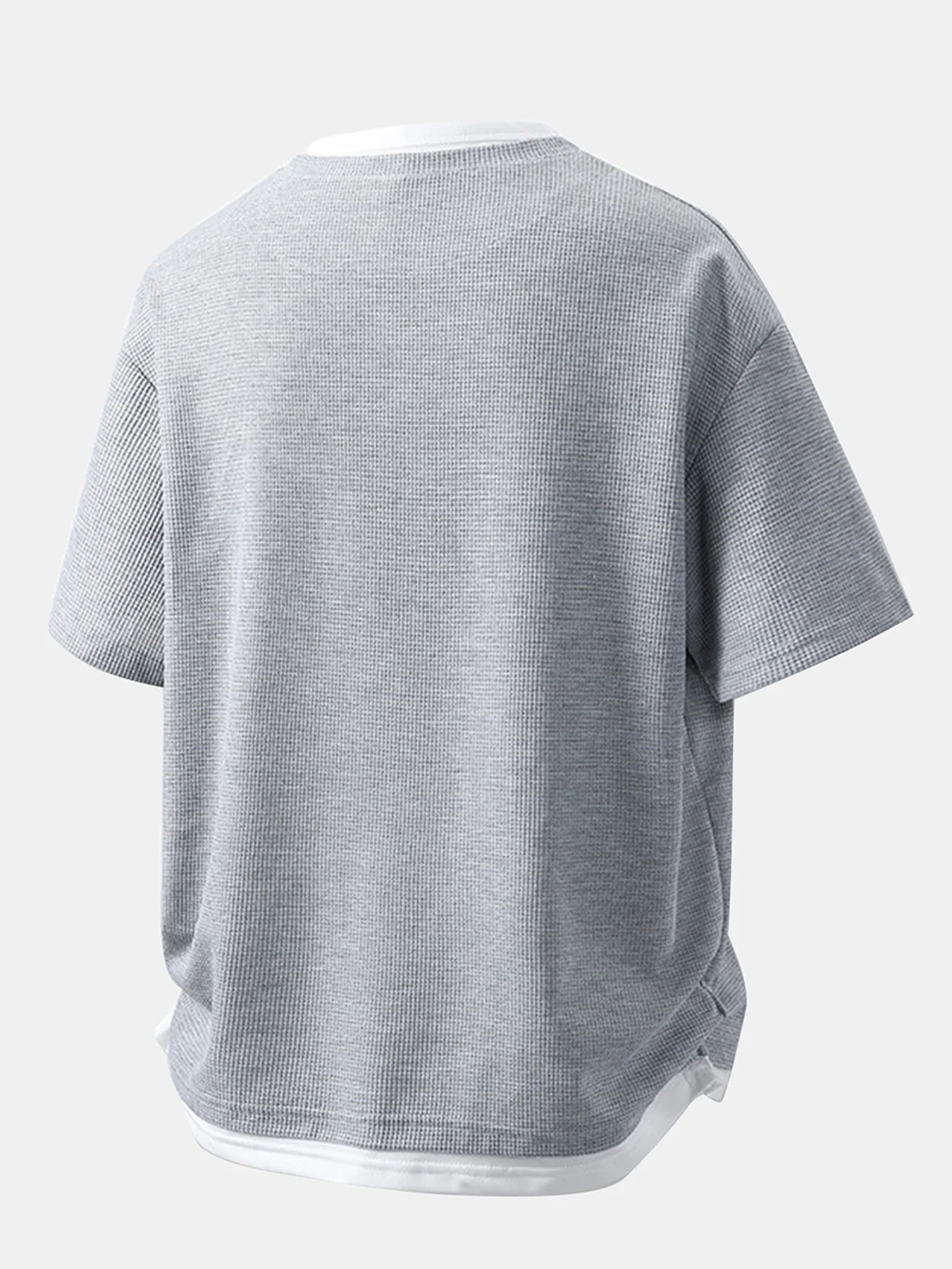 Men's Waffle-knit Faux Two-piece Casual Short-sleeved T-shirt
