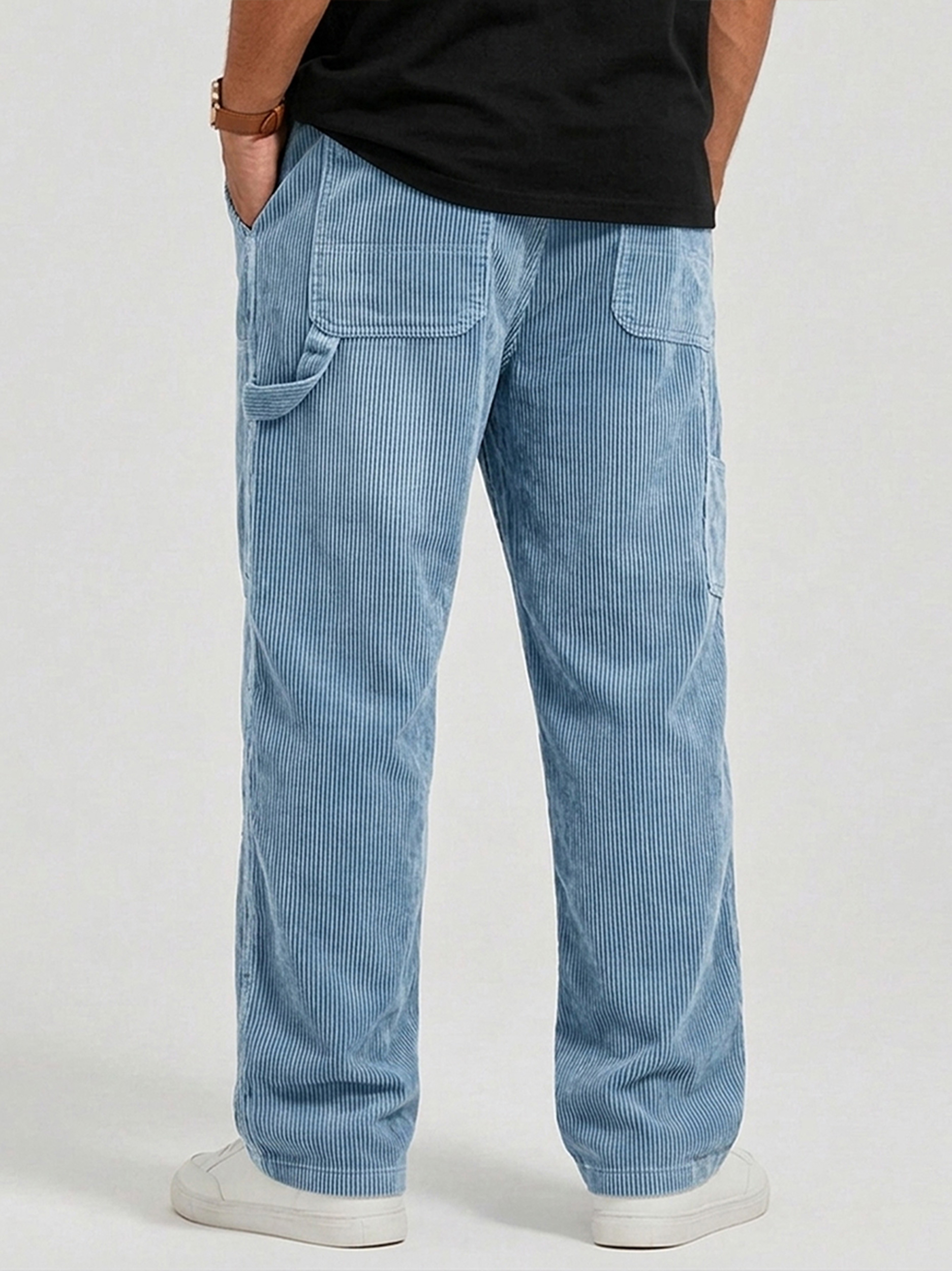 Men's Stylish Corduroy Cargo Trousers with Multiple Pockets