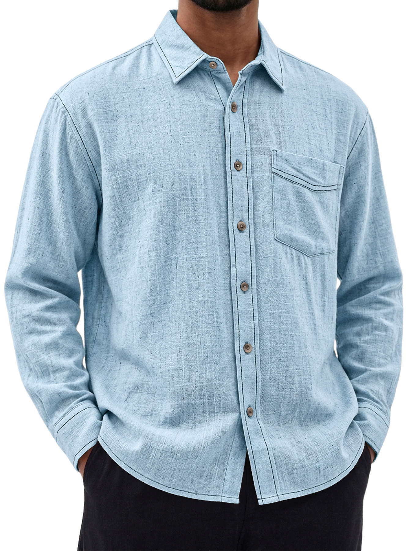 Men's Comfortable Casual Long-Sleeve Linen Shirt