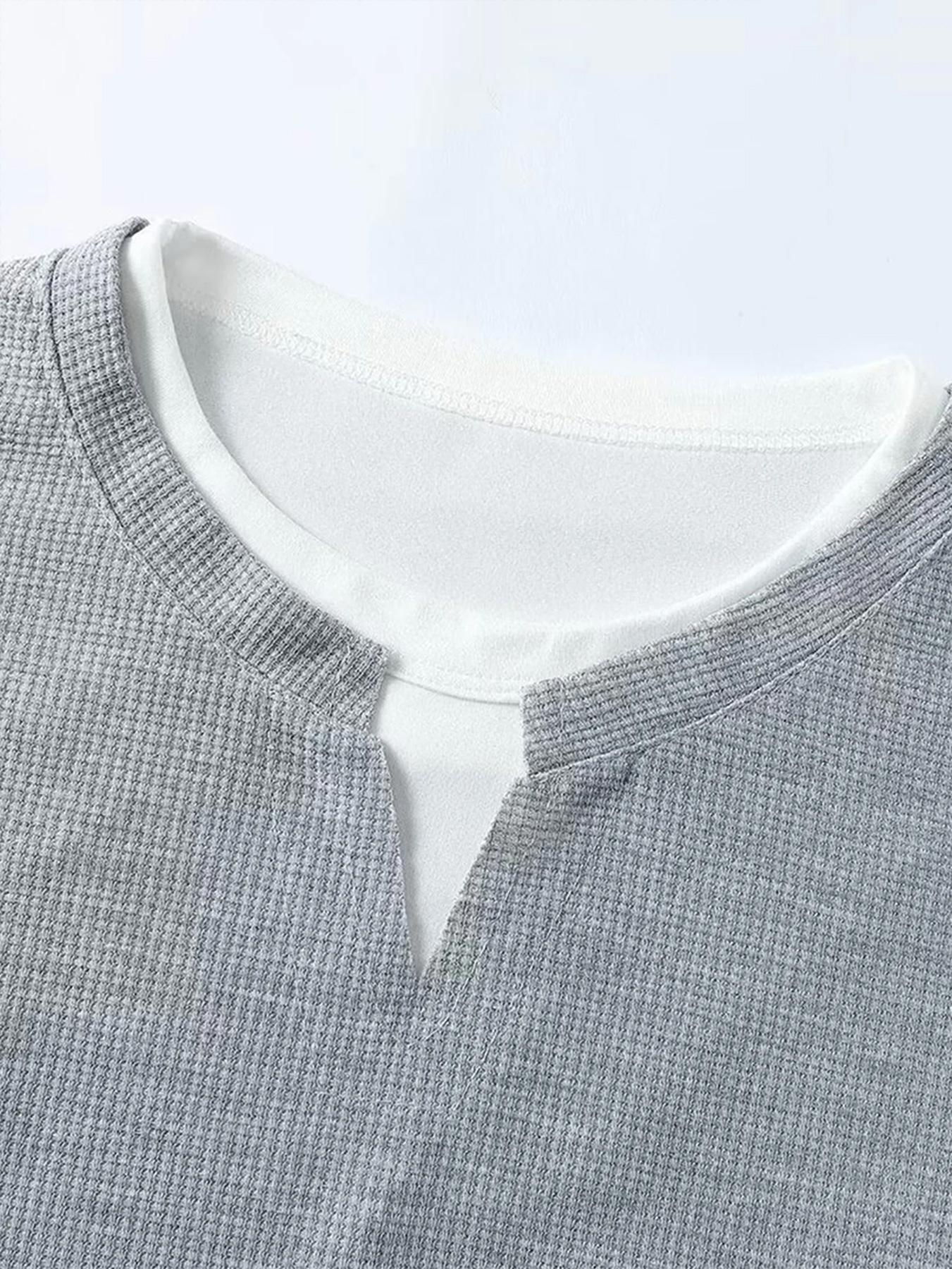 Men's Waffle-knit Faux Two-piece Casual Short-sleeved T-shirt