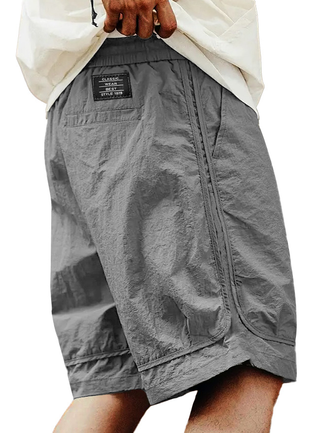  Men's Fashion Retro Outdoor Workwear Sports Embroidered Logo Pocket Shorts