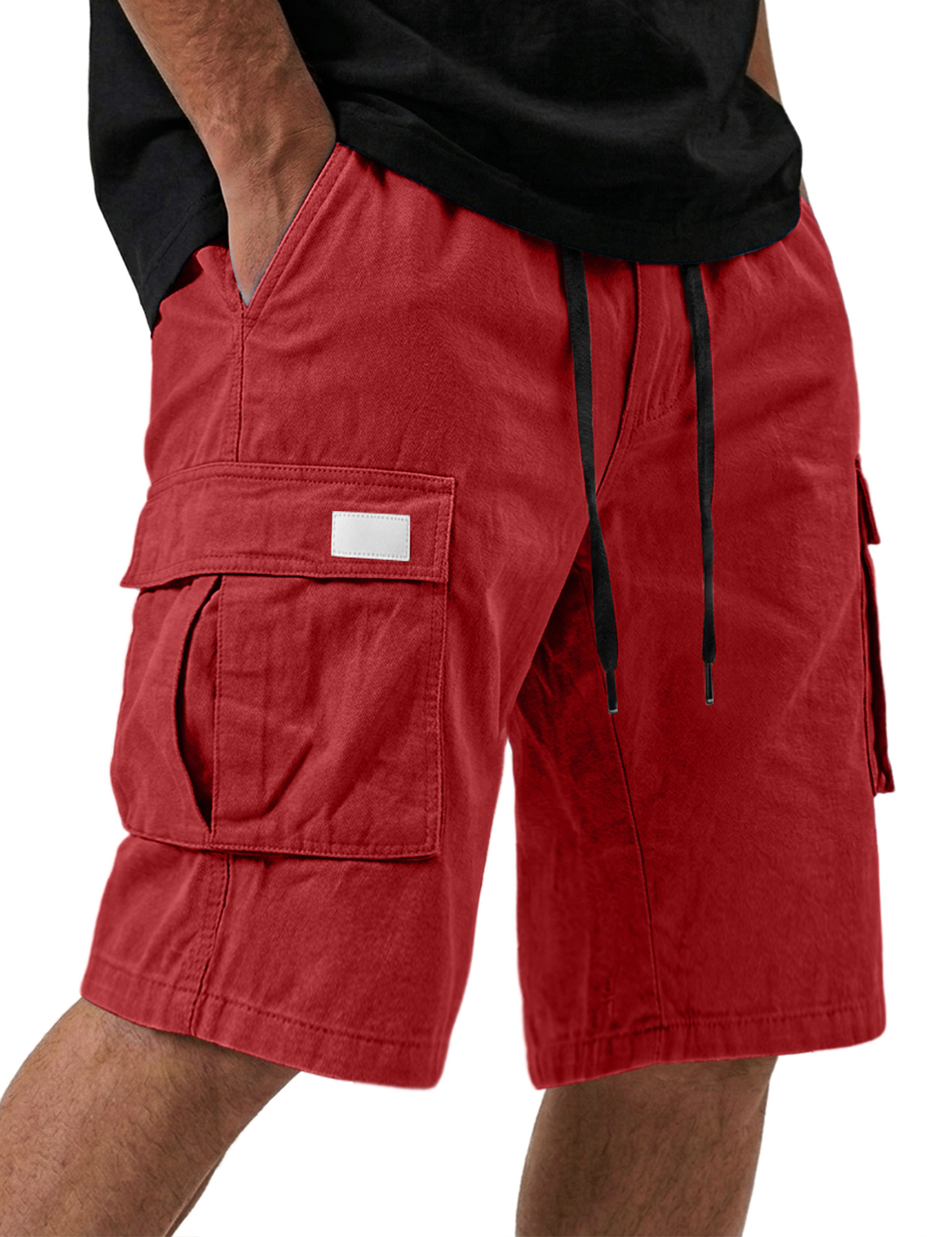 Men's Pure Cotton Multi-pocket Embroidered Leather Label Casual Work Shorts