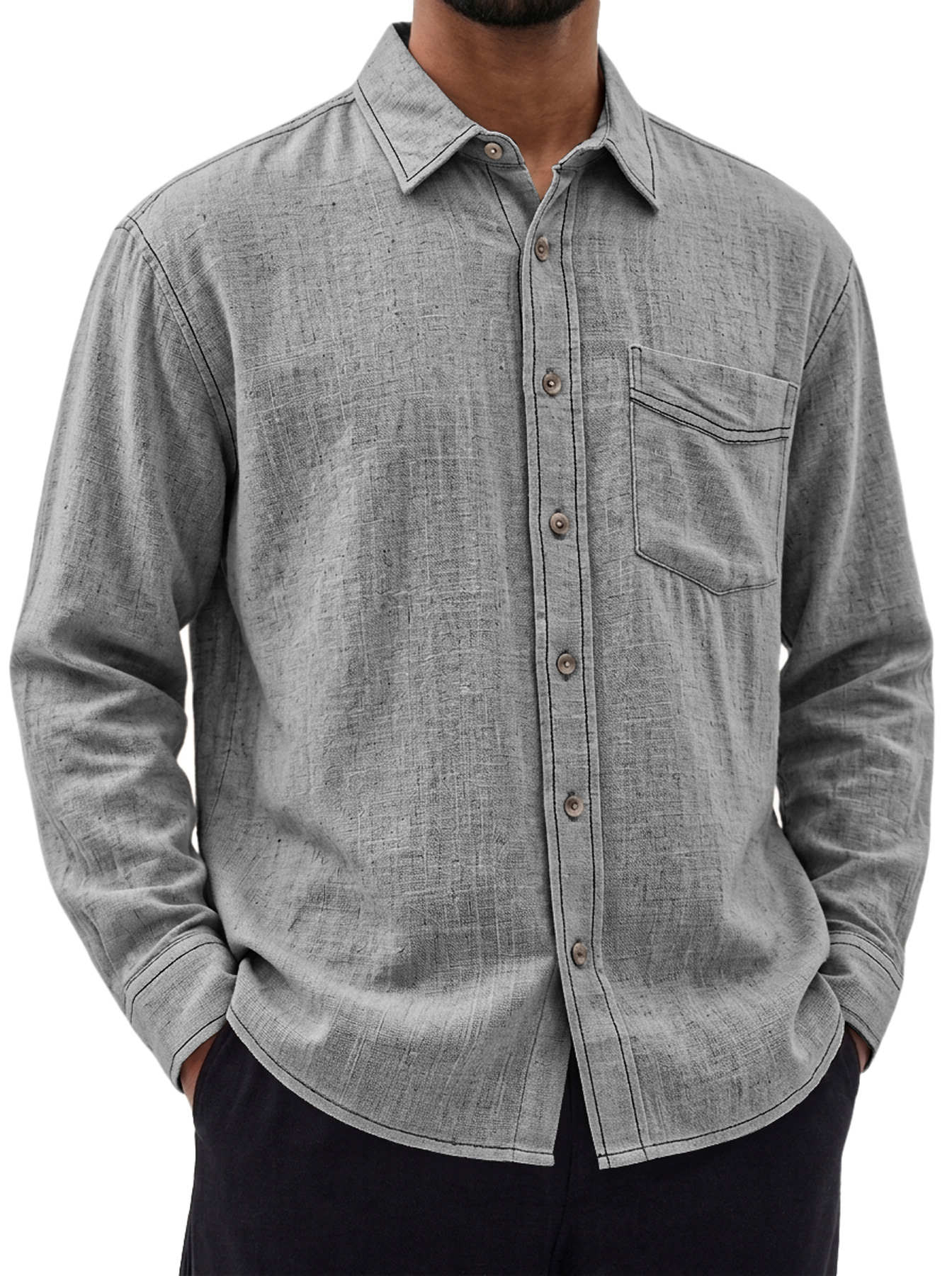 Men's Comfortable Casual Long-Sleeve Linen Shirt