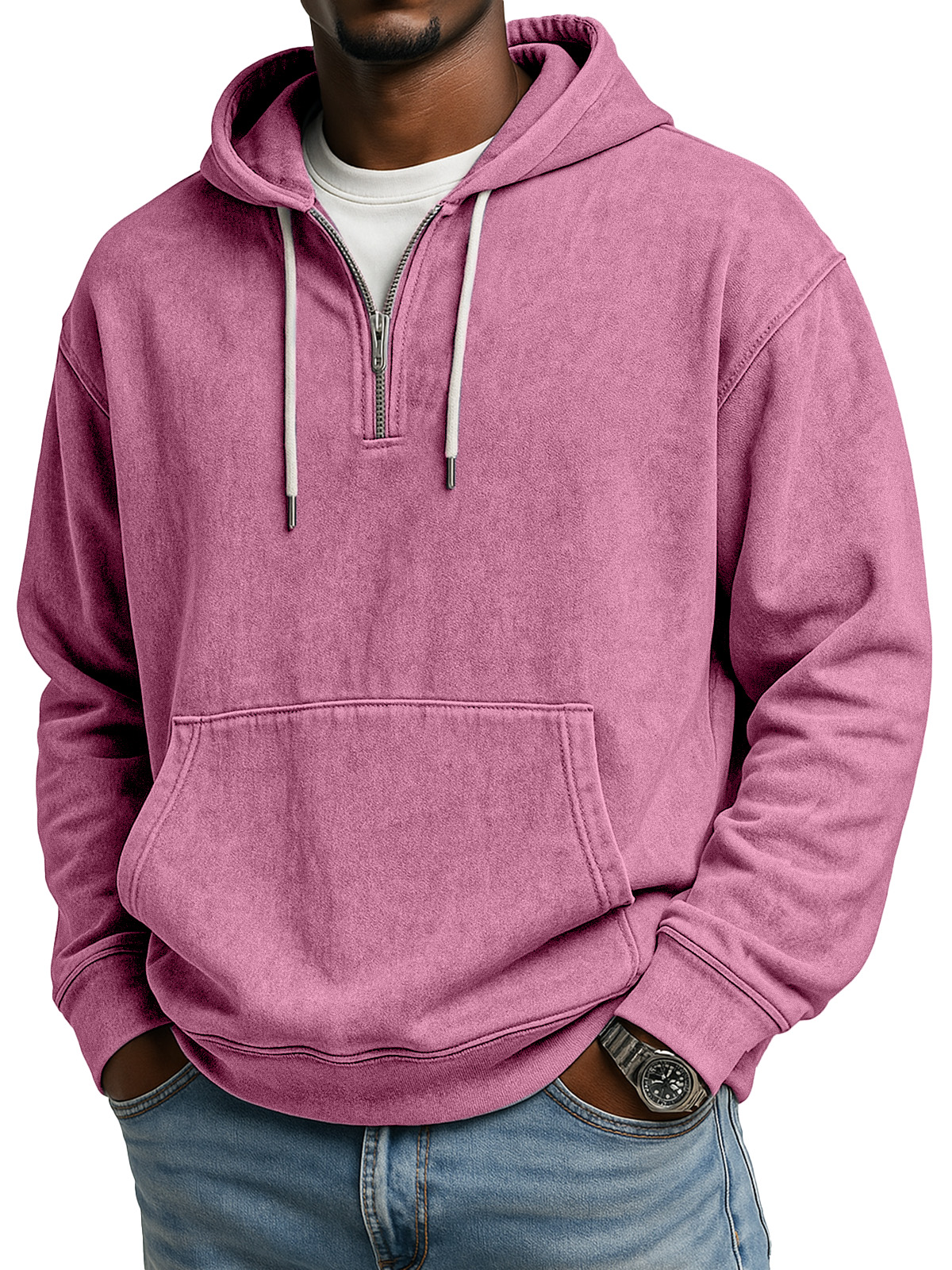 Men's Retro Casual Zipper Hooded Long Sleeve Sweatshirt