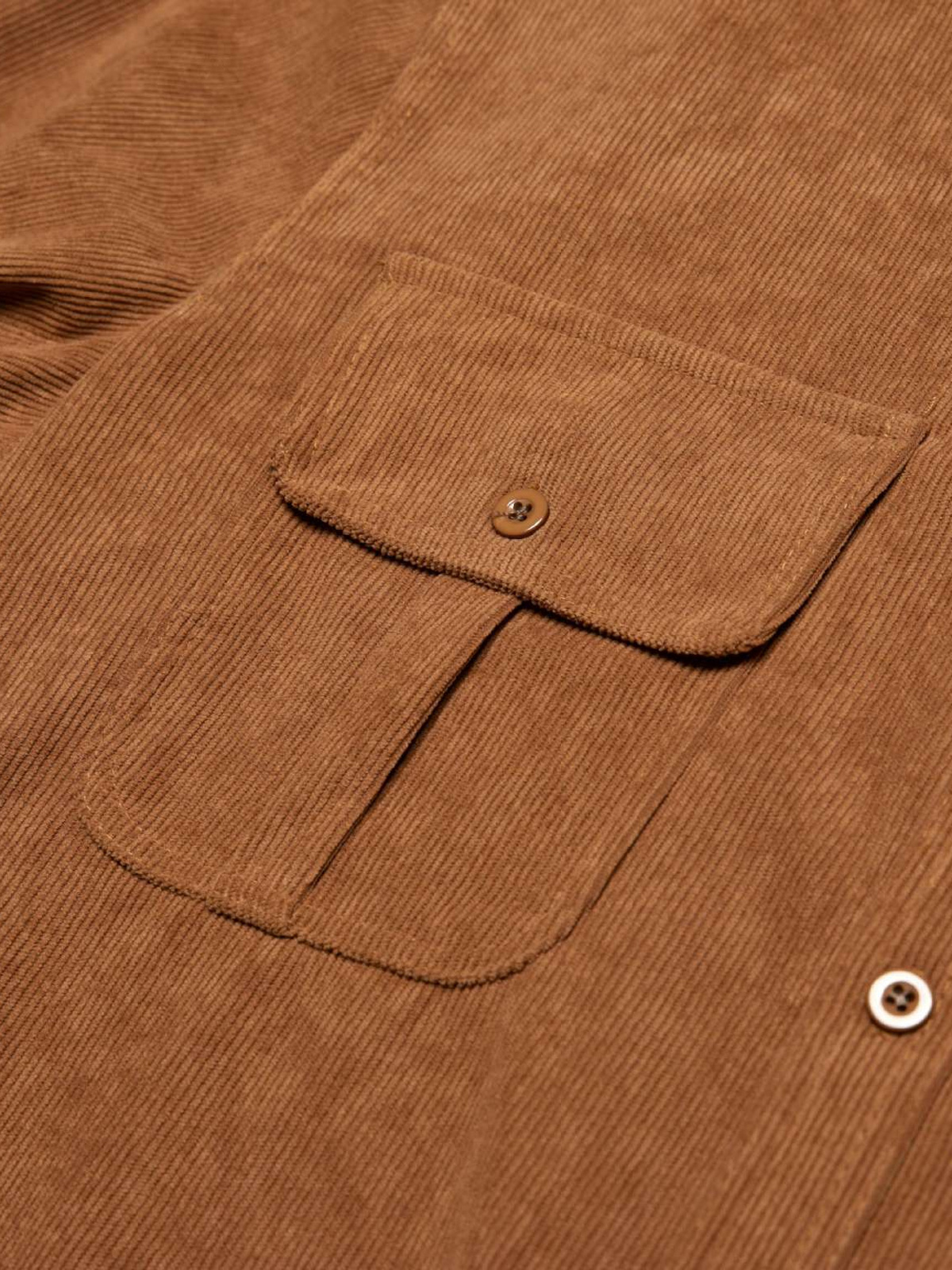 Men's Casual Corduroy Double Pocket Solid Color Long Sleeve Shirt