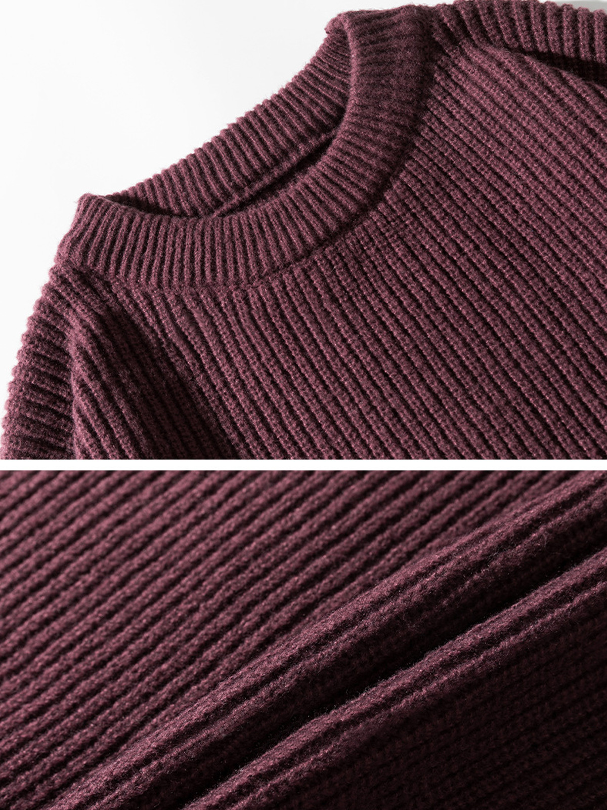 Men's Casual Round Neck Solid Color Comfortable Knitted Sweater