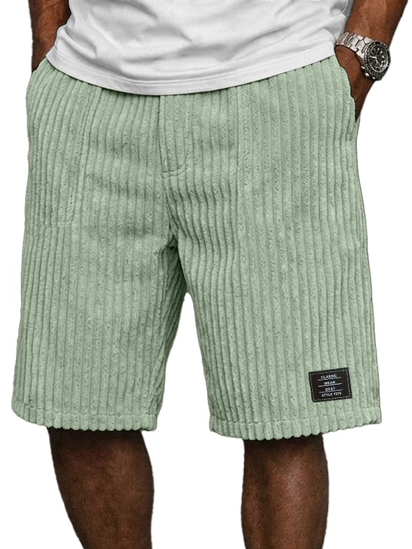 Men's Retro Corduroy Embroidered Logo Loose-fitting Shorts