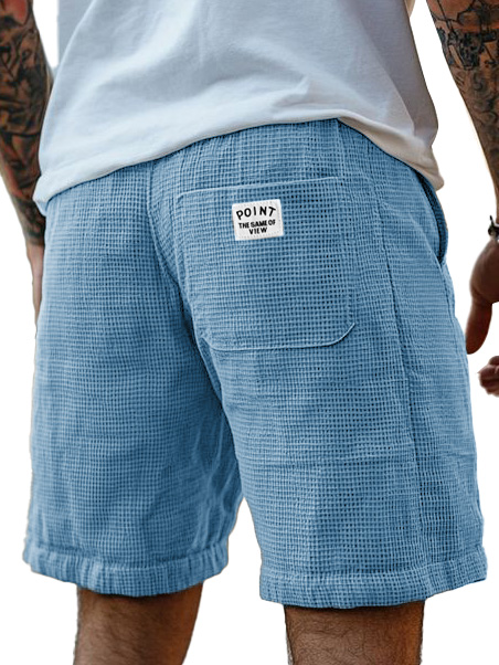 Men's Fashion Casual Waffle Fabric Logo Embroidered Shorts 