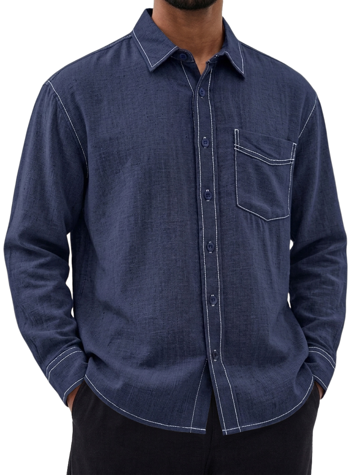 Men's Comfortable Casual Long-Sleeve Linen Shirt