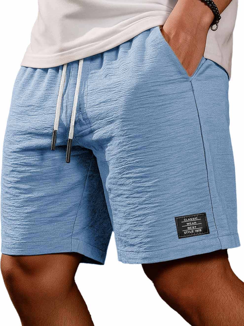 Men's Fashion Casual Daily Pleated Fabric Embroidered Logo Pocket Shorts