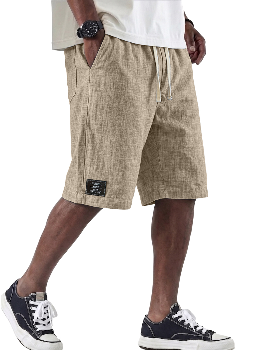 Men's Linen Casual Elastic Waist Multi Pocket Shorts