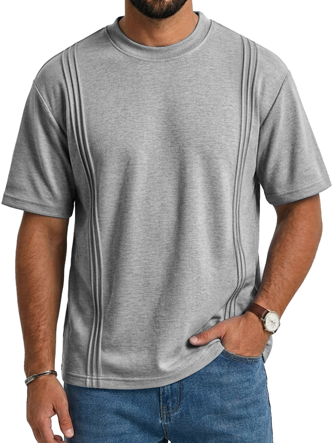 Men's Crew Neck Deconstructed Casual Short-Sleeve T-Shirt