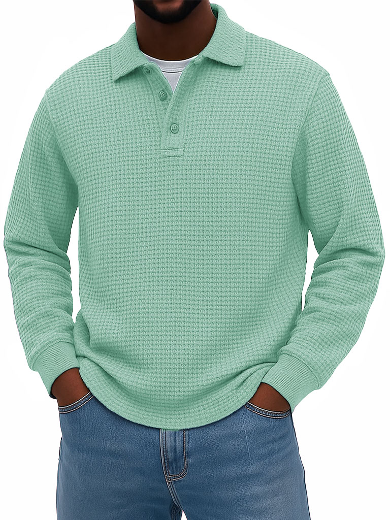 Men's Stylish Casual Corduroy Lapel Long-sleeved Polo Shirt 