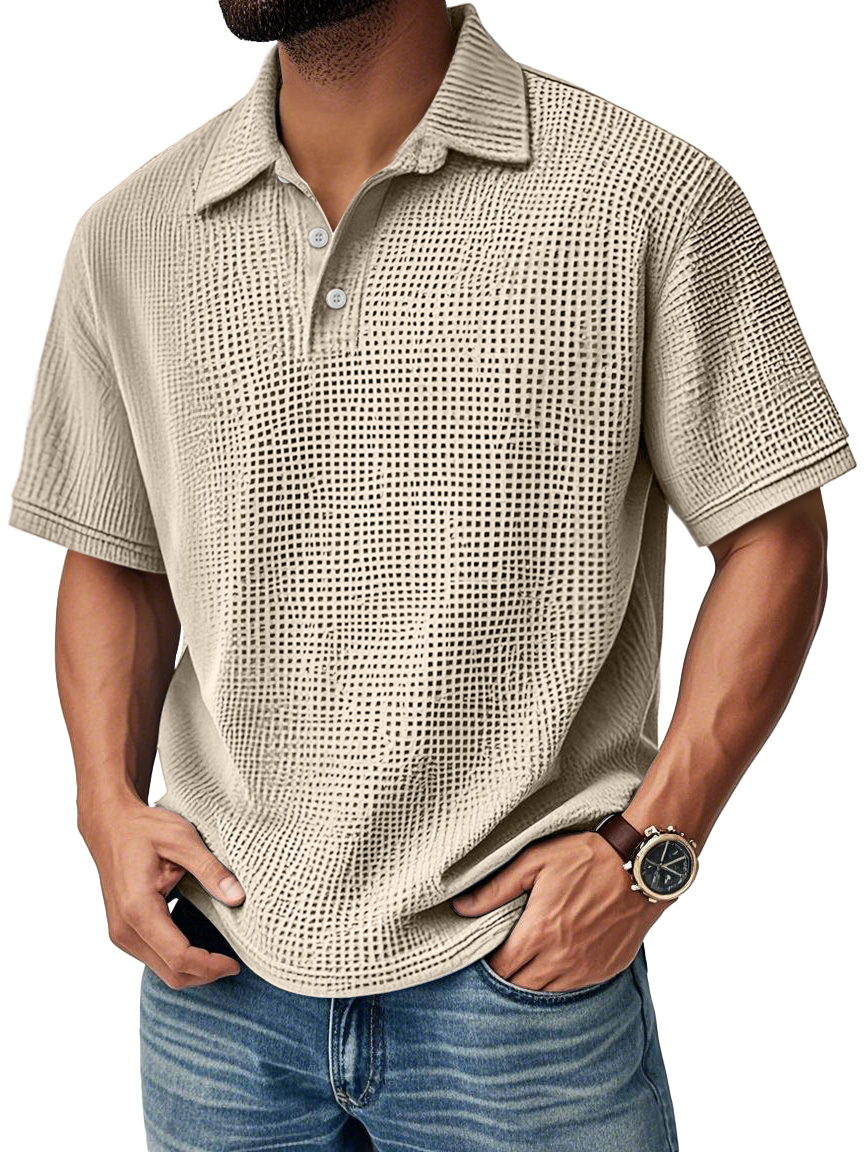 Men's Daily Casual Waffle Comfort Short Sleeve POLO Shirt
