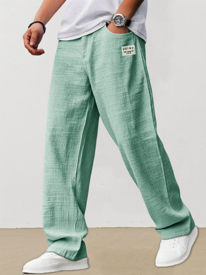 Men's Fashion Casual Daily Hemp Fabric Elastic Waist Trousers