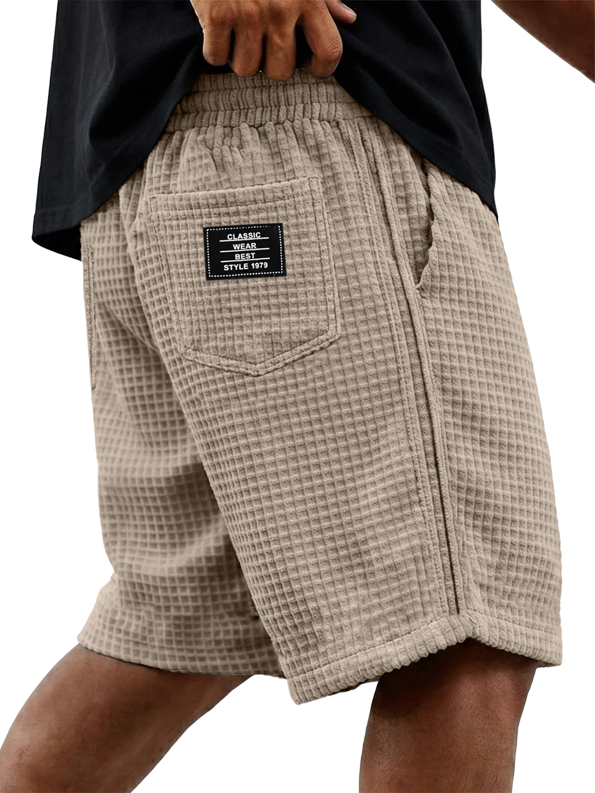 Men's Basic Casual Comfortable Waffle Knit Multi Pocket Shorts