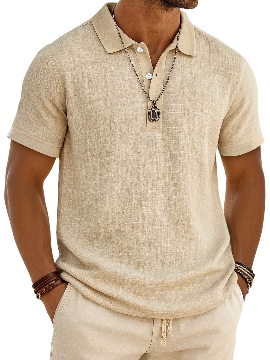 Men's Retro Lapel Button Casual Short Sleeve Plo Shirt