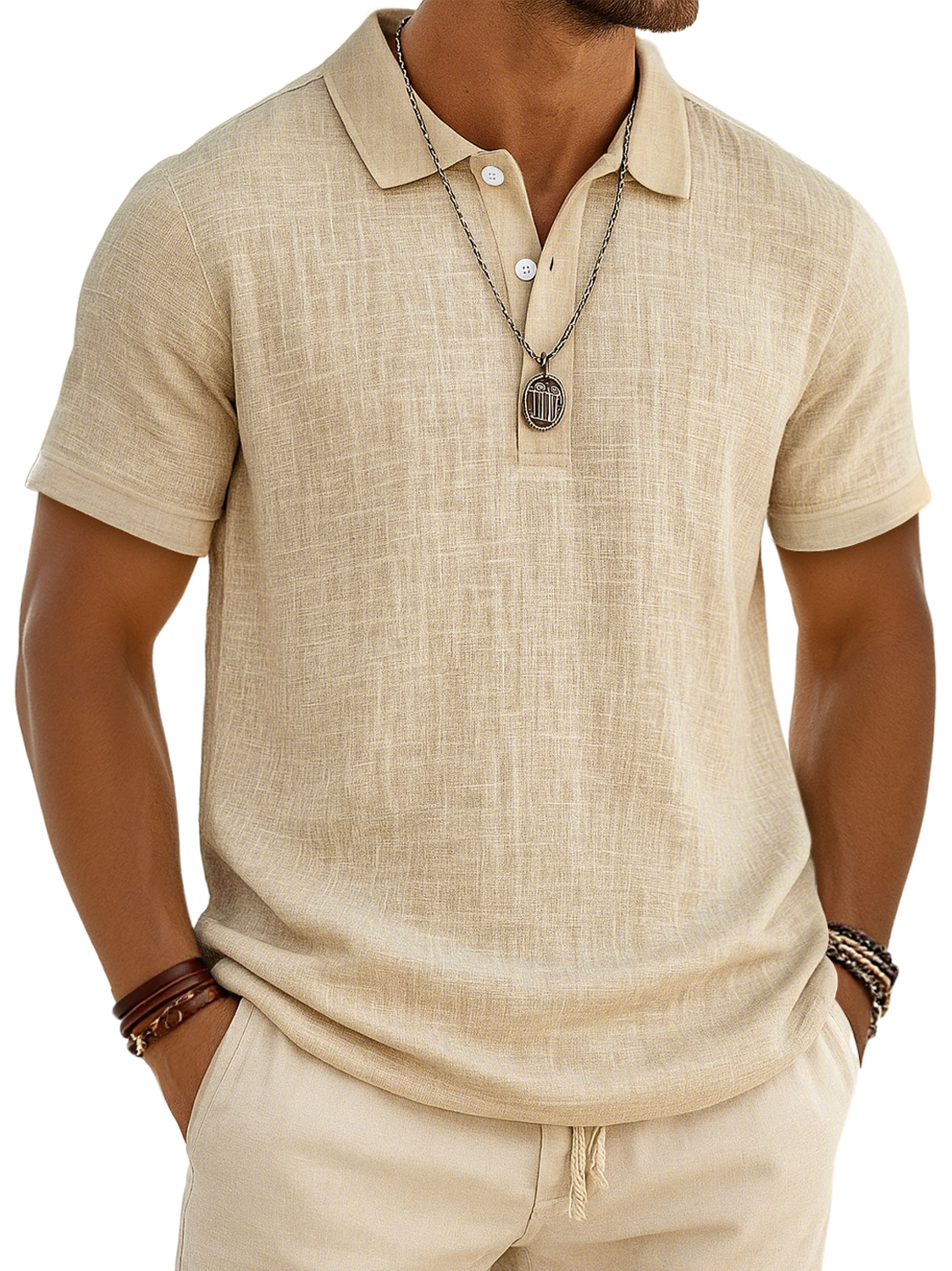 Men's Retro Lapel Button Casual Short Sleeve Plo Shirt