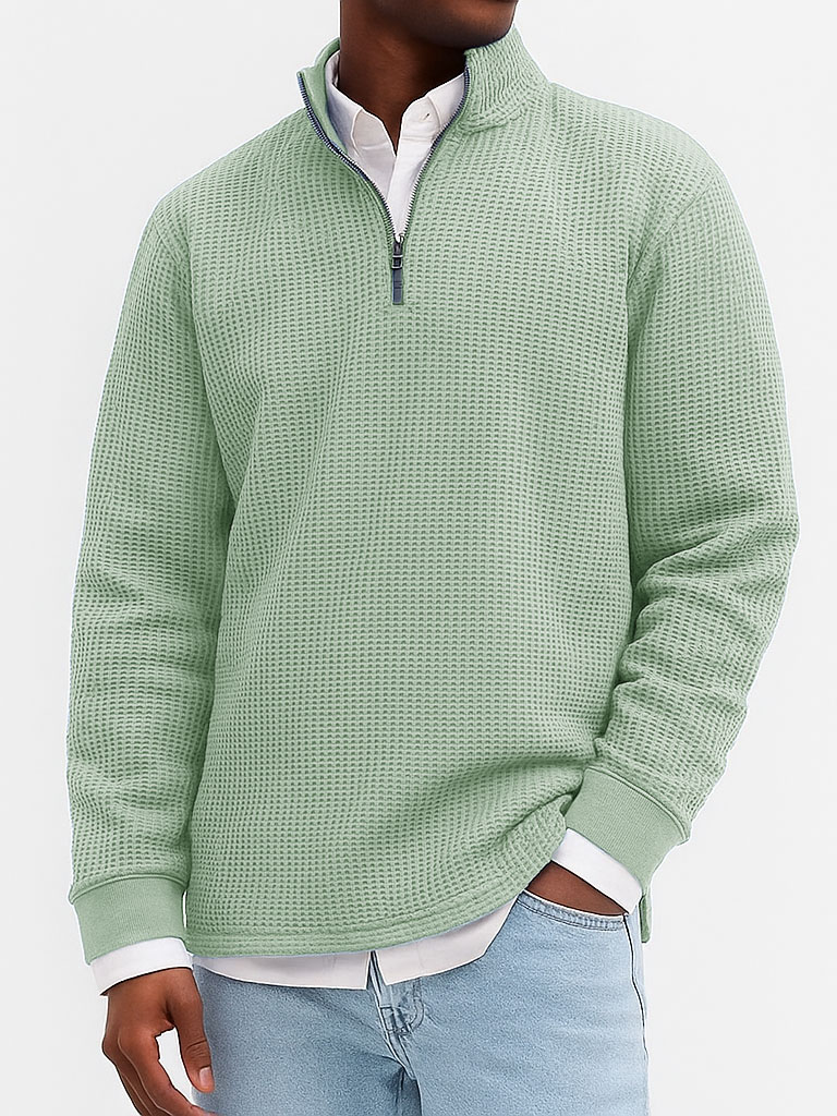 Men's Stylish Casual Breathable Fabric Stand-up Collar Long-sleeved Sweatshirt