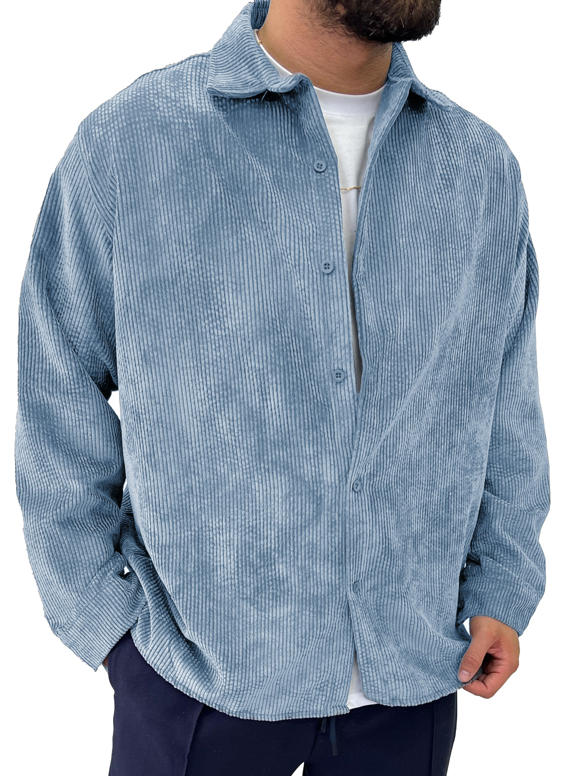 Men's Fashion Vintage Corduroy Fabric Long Sleeve Shirt