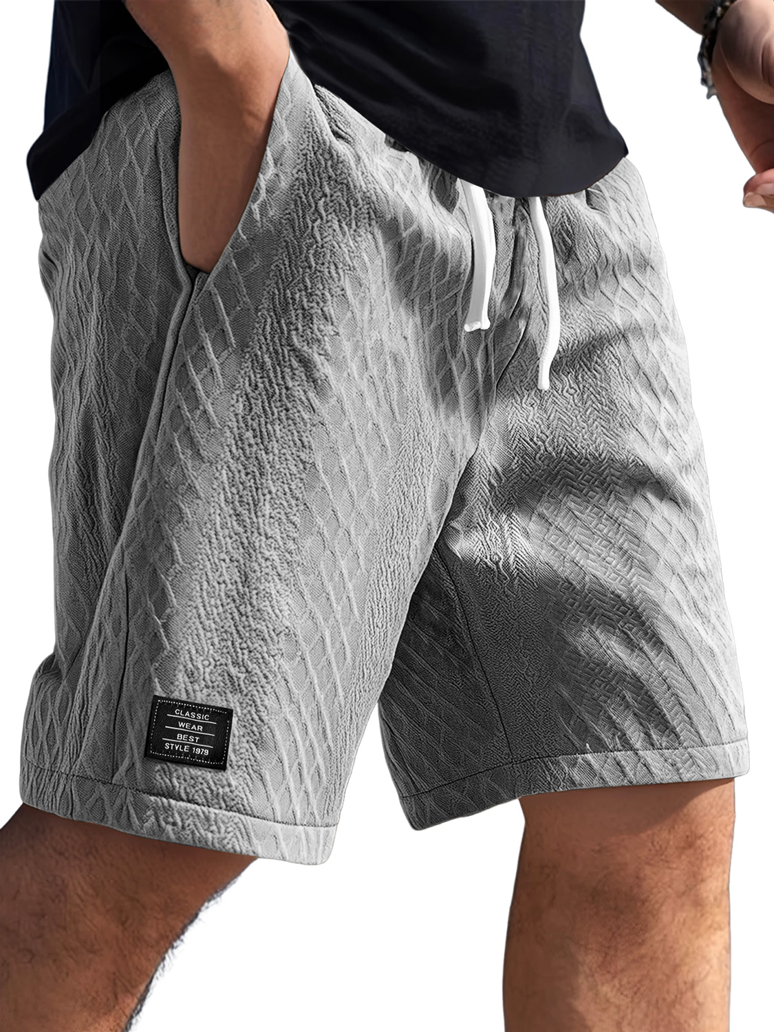 Men's Daily Jacquard Texture Logo Casual Solid Color Shorts