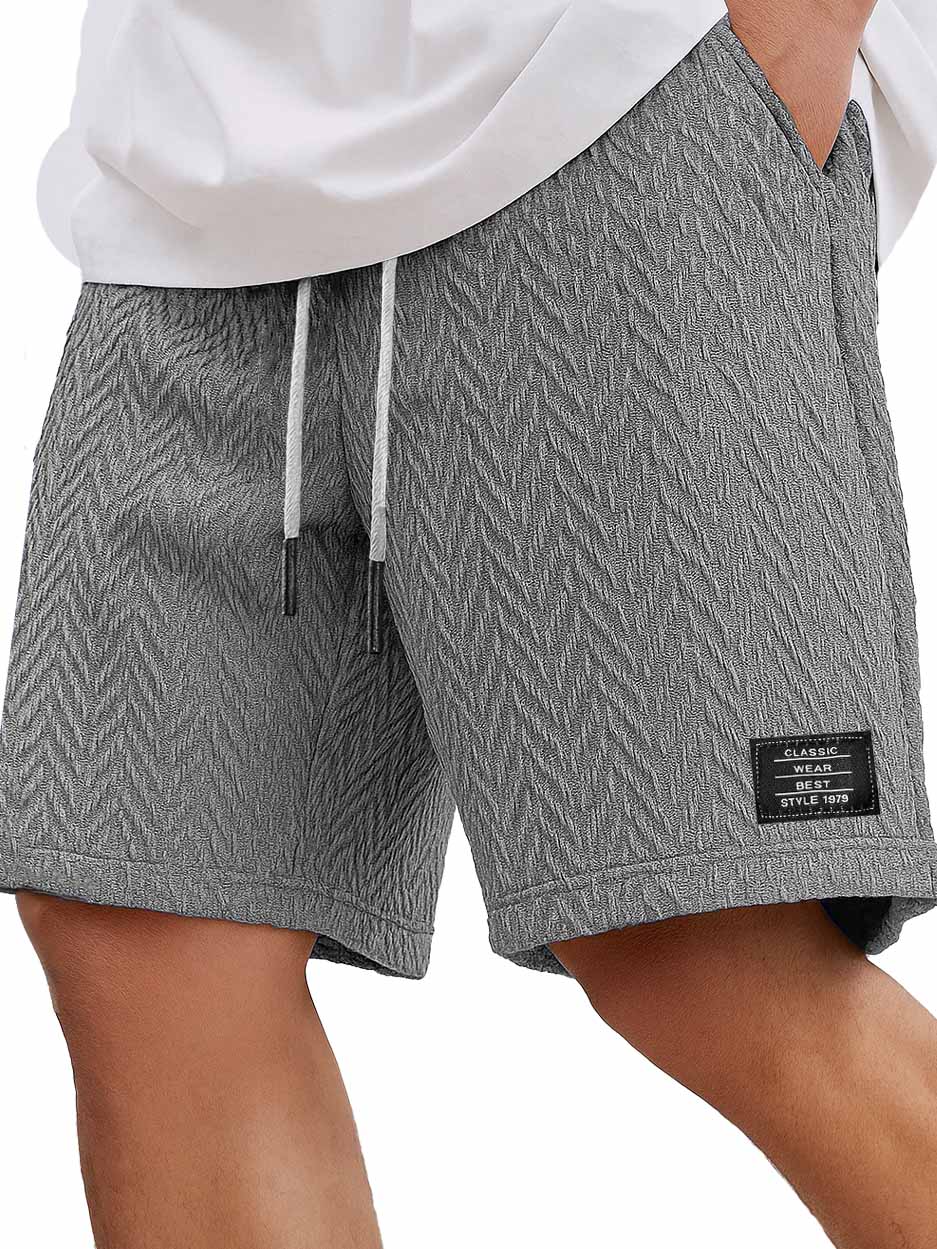 Men's Fashion Casual Daily Textured Fabric Embroidered Logo Pocket Shorts