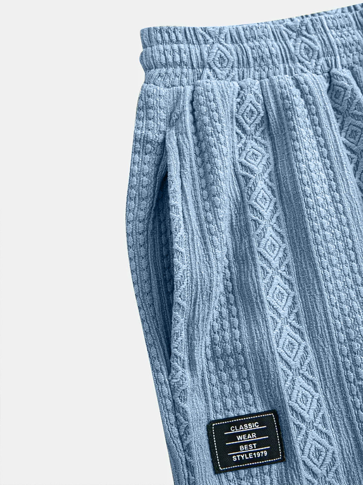 Men's Casual Jacquard Elastic Waist Loose-fitting Trousers With Embroidered Logo