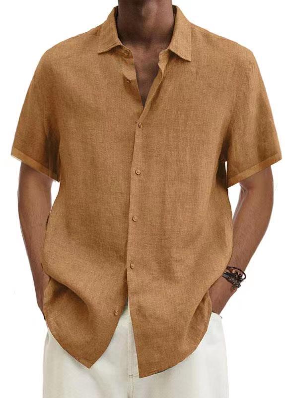Men's Simple Solid Color Casual Short Sleeve Shirt