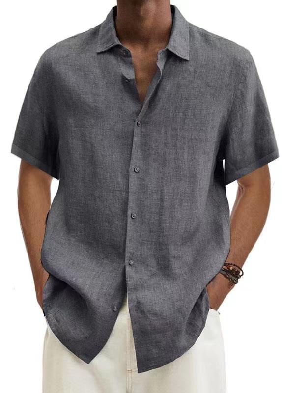 Men's Simple Solid Color Casual Short Sleeve Shirt