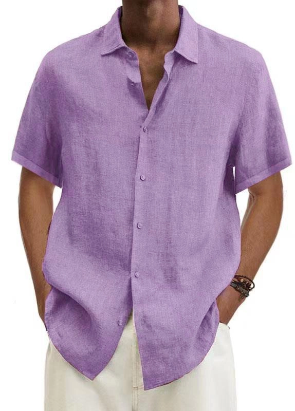 Men's Simple Solid Color Casual Short Sleeve Shirt