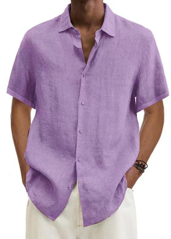 Men's Simple Solid Color Casual Short Sleeve Shirt