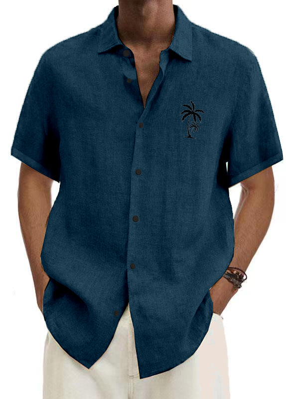Mokaloha Men's Pinstripe Everyday Casual Short Sleeve Shirt