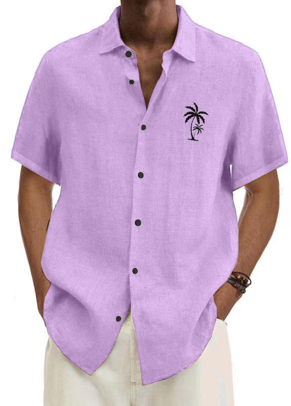 Mokaloha Men's Pinstripe Everyday Casual Short Sleeve Shirt