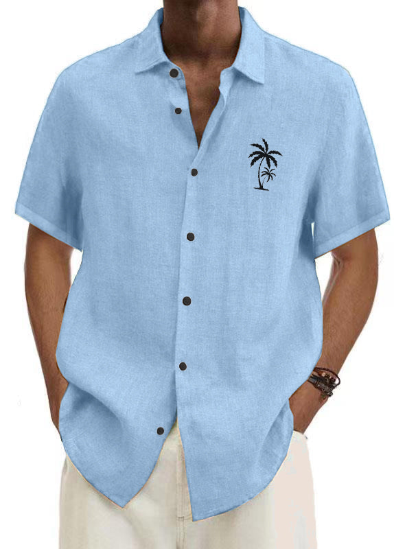Mokaloha Men's Pinstripe Everyday Casual Short Sleeve Shirt