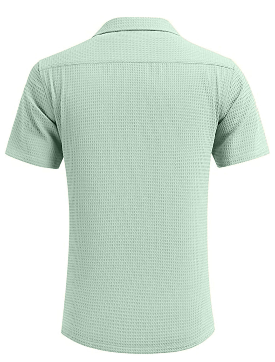 Men's Cuban Collar Pocket Waffle Weave Fabric Casual Comfort Daily Shirt