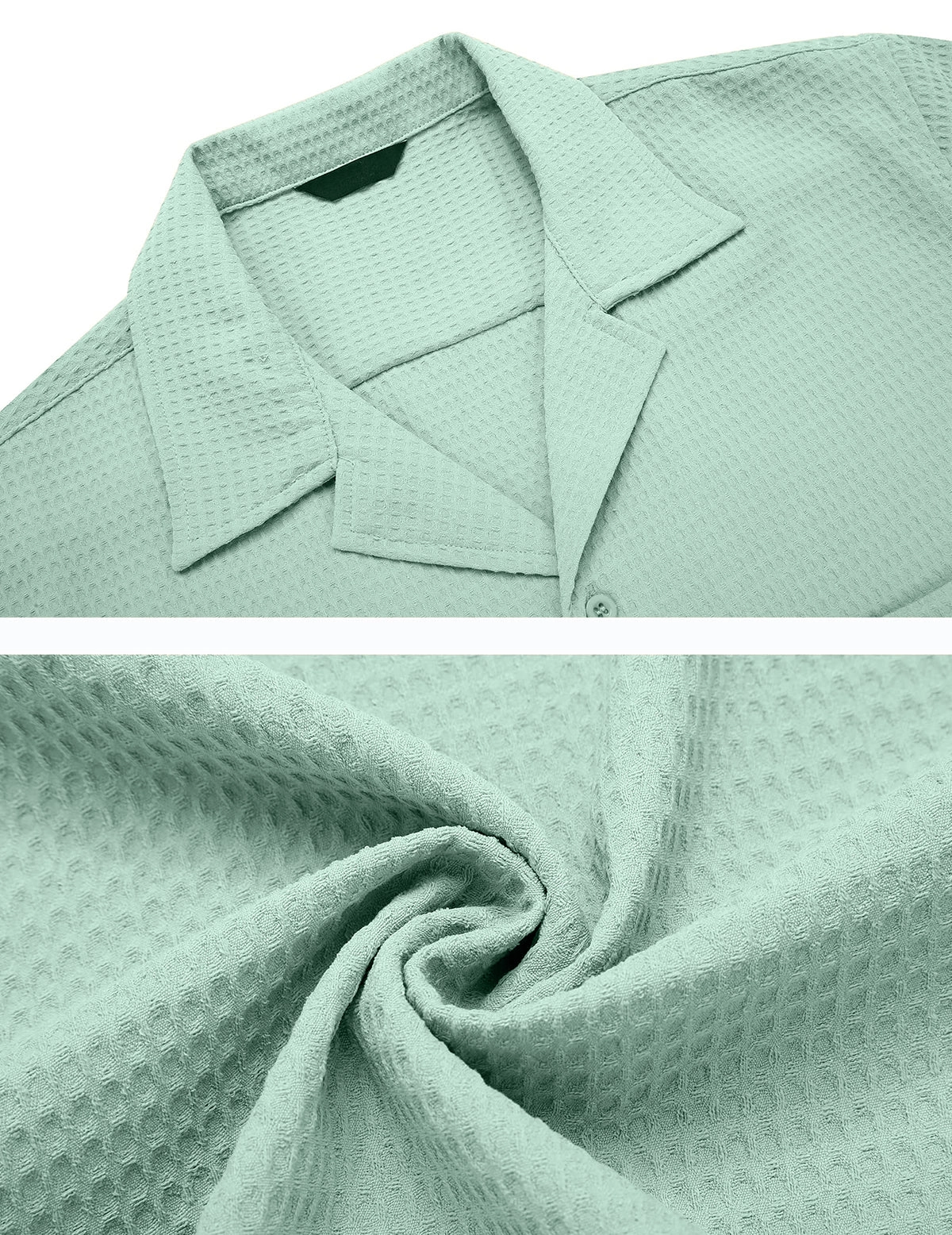 Men's Cuban Collar Pocket Waffle Weave Fabric Casual Comfort Daily Shirt