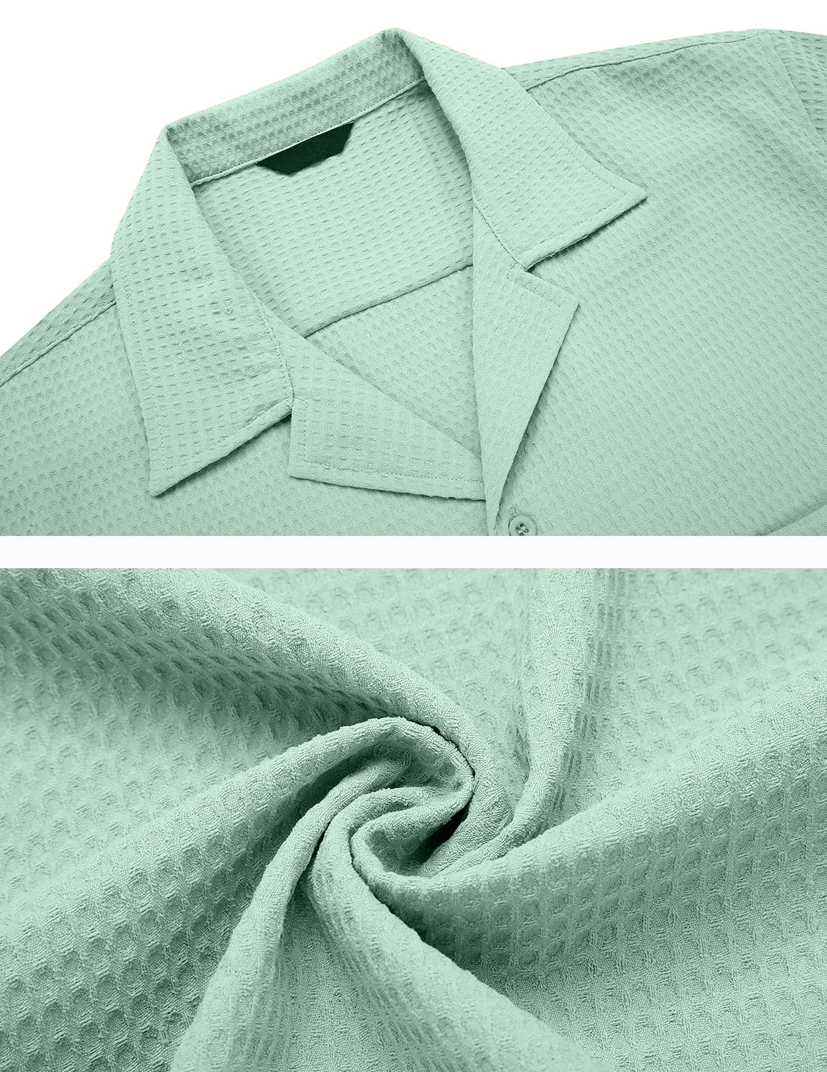 Men's Cuban Collar Pocket Waffle Weave Fabric Casual Comfort Daily Shirt